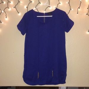Royal blue dress with gold tassels, L